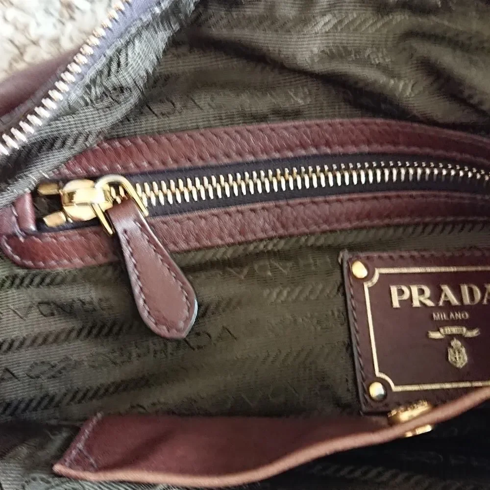 PRADA coffee brown calfskin Hobo Bag